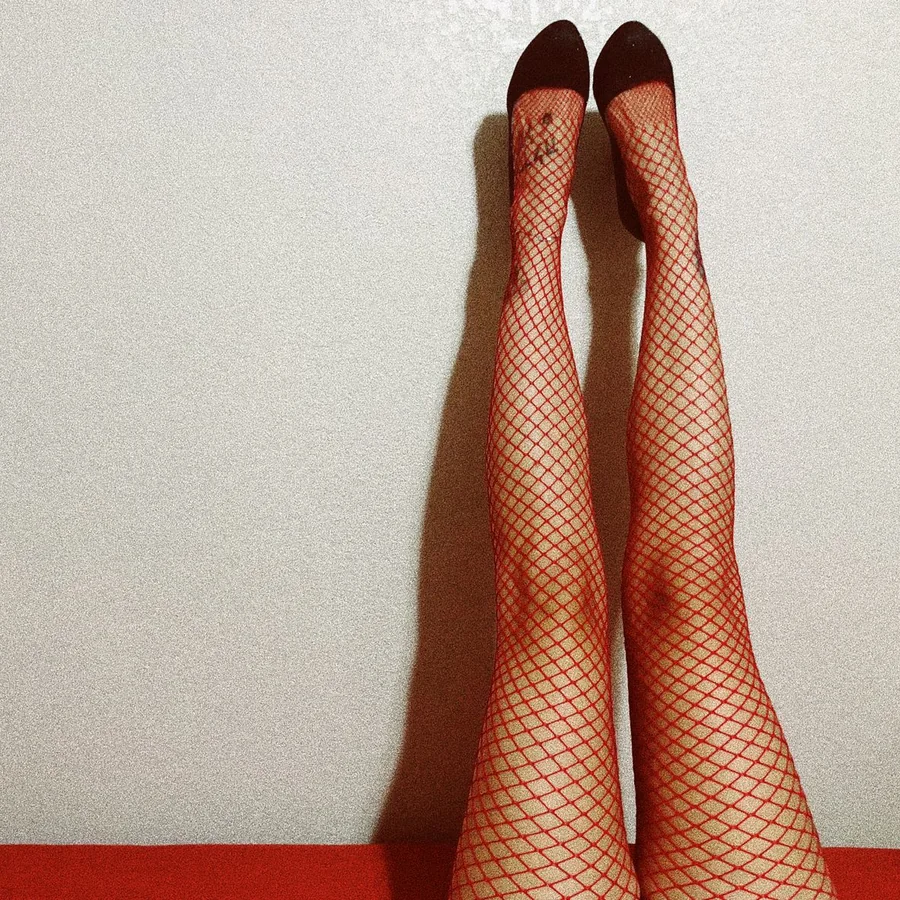 Scarlet Tease Red Fishnet Tights